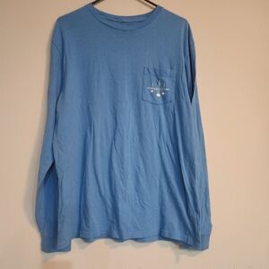 Vineyard Vines Mens Long Sleeve TShirt Football Sailboat Blue LARGE pocket